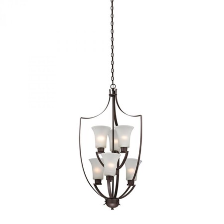 Thomas Foyer 6-Light Chandelier in Oil Rubbed Bronze with White Glass 7726FY/10